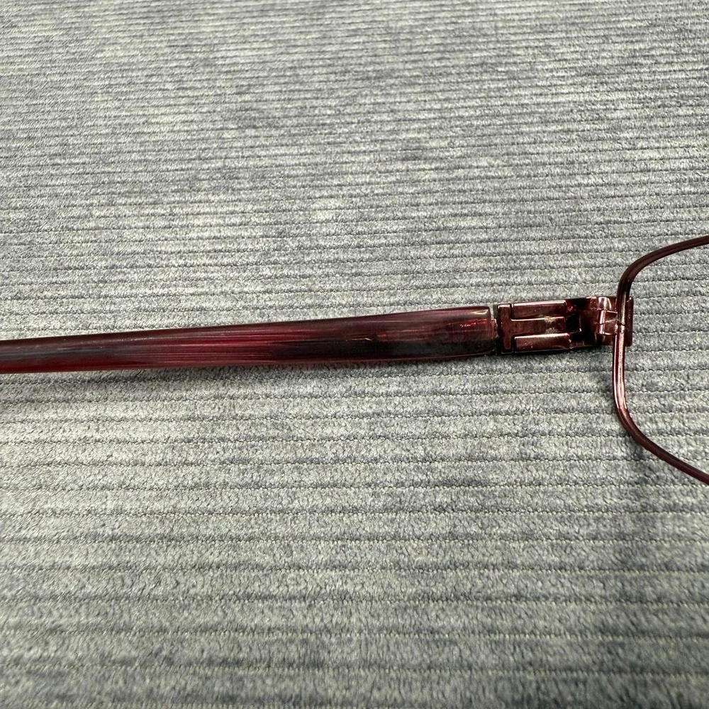 Revlon Burgundy Rectangular Eyeglass Frames Crystal Logo Accents Wine Red Metal